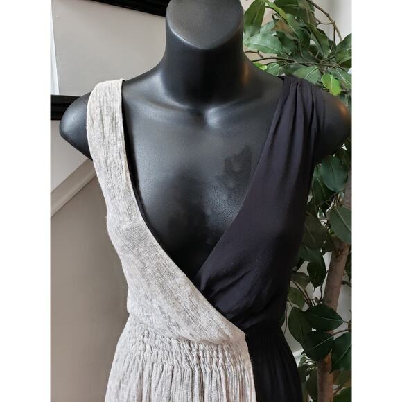 Anthropologie Maeve Black Noir Dress XS White Black Polyester Asymmetrical Hem - Picture 11 of 13